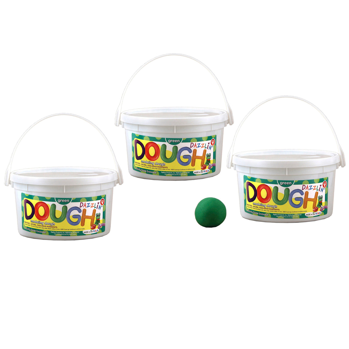 Dazzlin' Dough, Green, 3 lb. Tub, Pack of 3