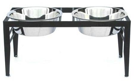 Chariot Double Elevated Dog Bowl - Medium/black