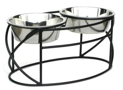 Oval Cross Double Raised Feeder - Large/black