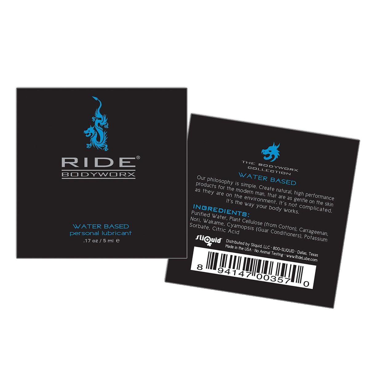 Ride BodyWorx Lube Water Based - 200 Pillow Packs