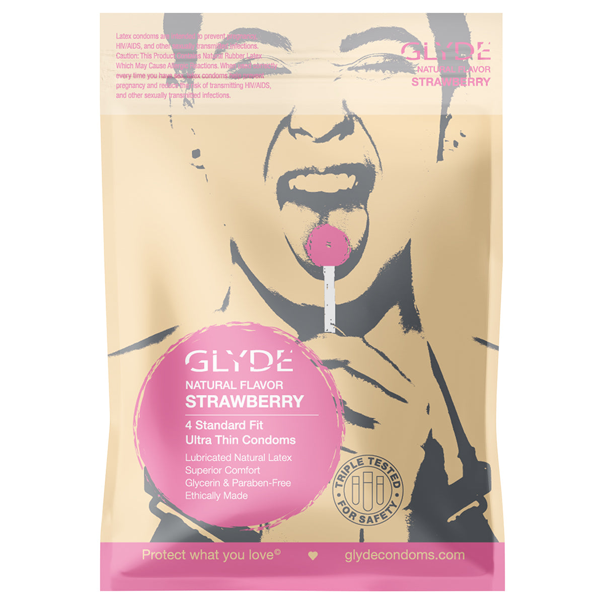 Glyde Organic Strawberry Condoms 4pk