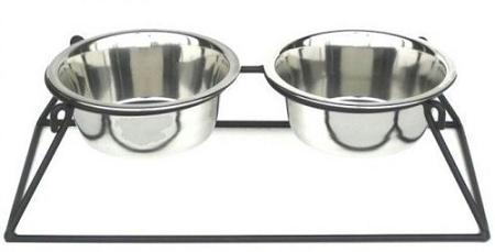 Pyramid Elevated Double Dog Feeder - Small/black