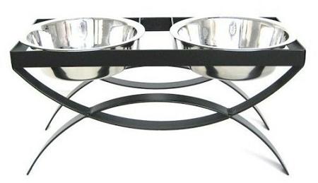 Seesaw Double Elevated Dog Bowl - Large/black