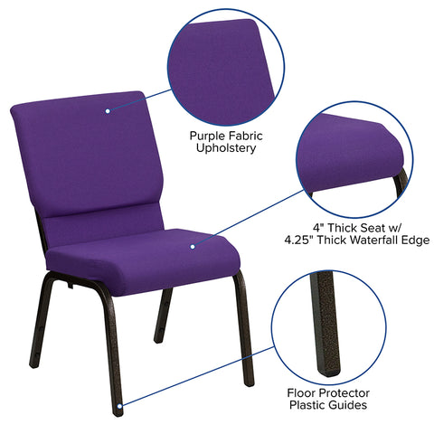 Purple Fabric Church Chair