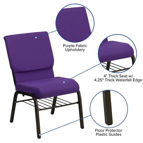 Purple Fabric Church Chair