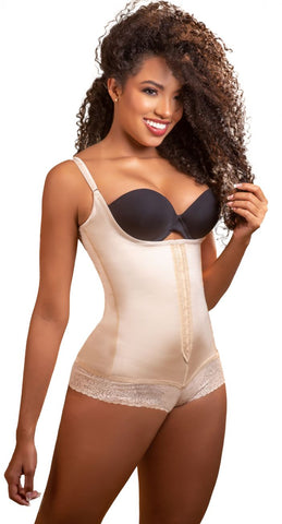 Megane Open Bust Bodysuit w/ Lace Trim