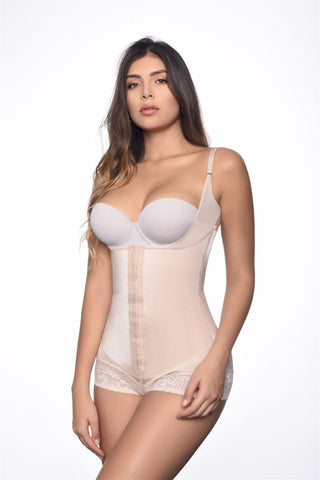 Megane Open Bust Bodysuit w/ Lace Trim