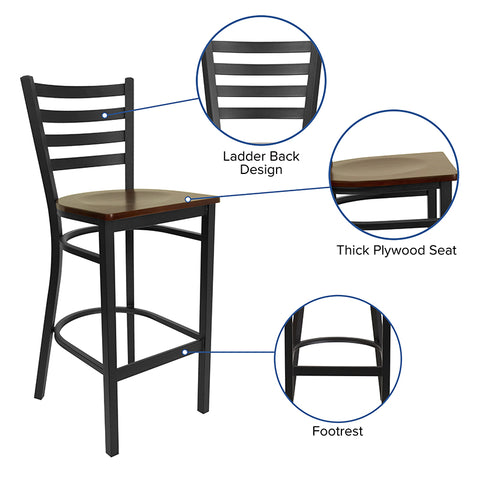 Black Ladder Stool-Wal Seat