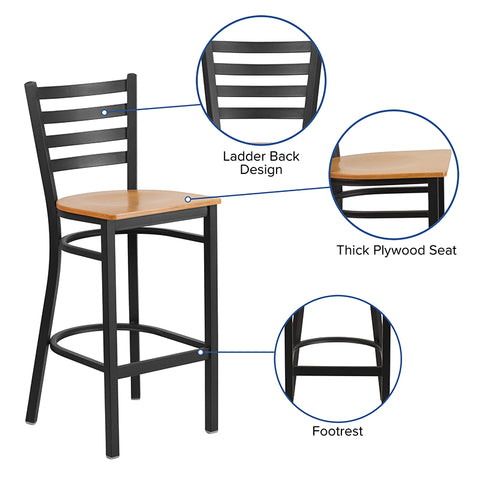 Black Ladder Stool-Wal Seat