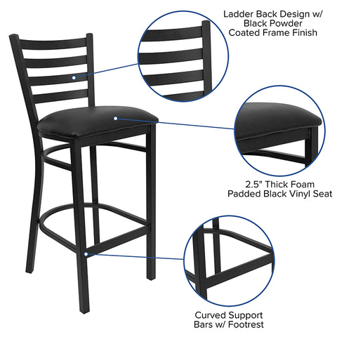 Black Ladder Stool-Wal Seat