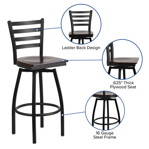 Black Ladder Stool-Wal Seat