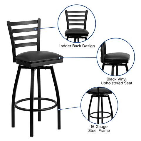 Black Ladder Stool-Wal Seat