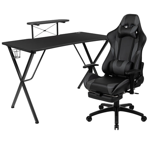 Black Gaming Desk & Chair Set