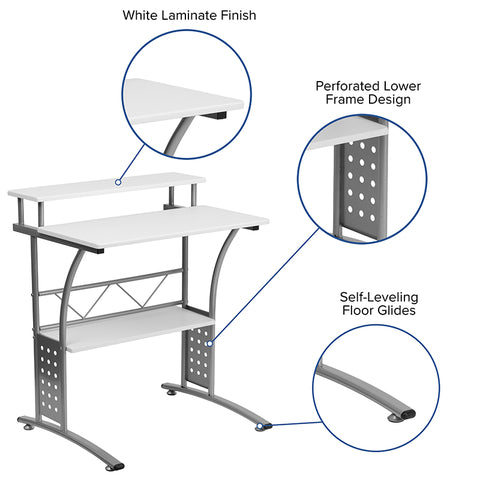 White Perforated Panel Desk