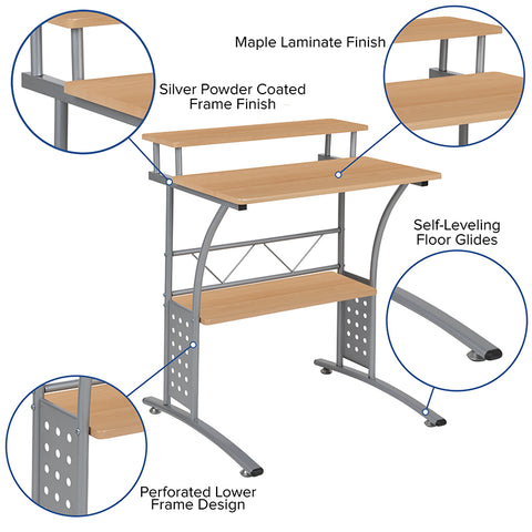 White Perforated Panel Desk