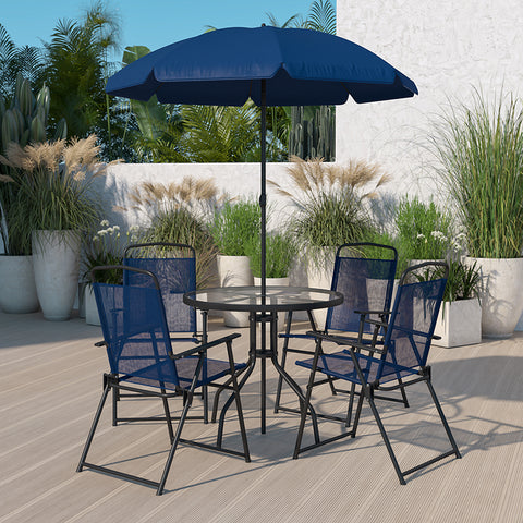 6PC Red Patio Set & Umbrella