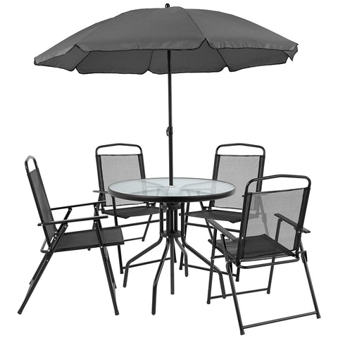 6PC Red Patio Set & Umbrella