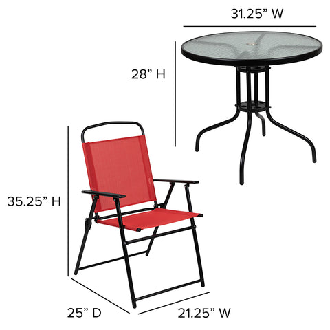 6PC Red Patio Set & Umbrella