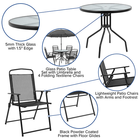 6PC Red Patio Set & Umbrella