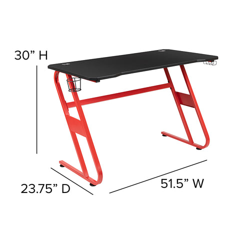 White Gaming Desk-Cup Holder