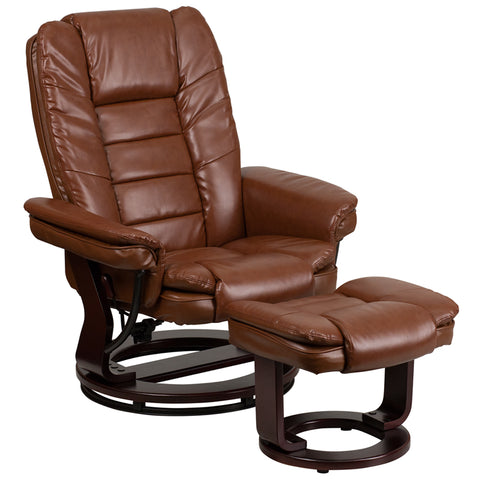 Brown Leather Recliner&Ottoman