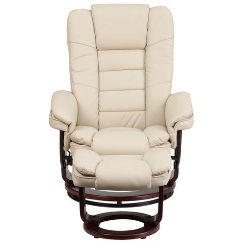 Brown Leather Recliner&Ottoman