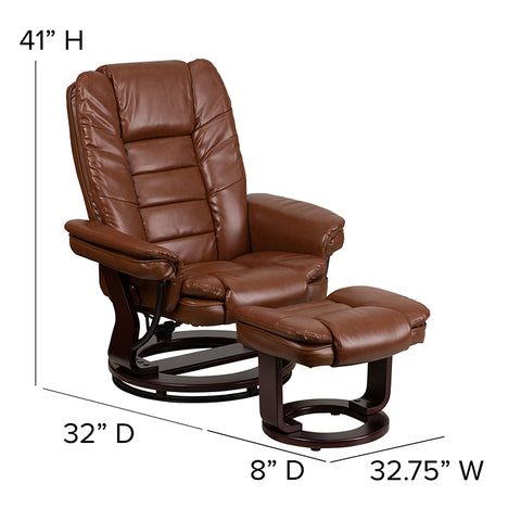 Brown Leather Recliner&Ottoman