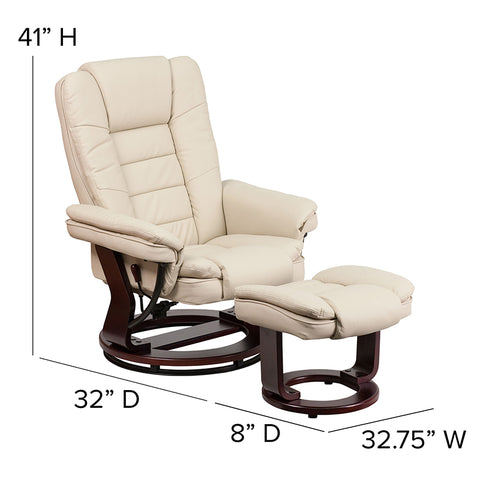 Brown Leather Recliner&Ottoman