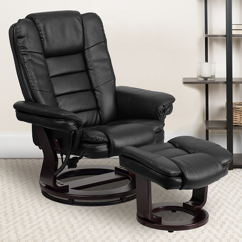 Brown Leather Recliner&Ottoman