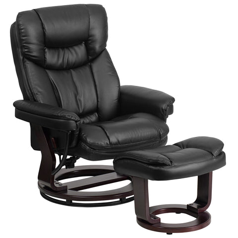 Brown Leather Recliner&Ottoman