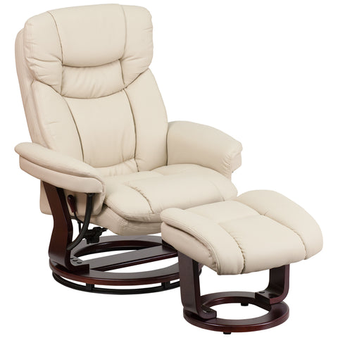 Brown Leather Recliner&Ottoman