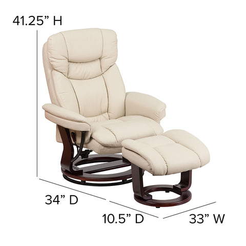 Brown Leather Recliner&Ottoman