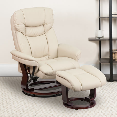 Brown Leather Recliner&Ottoman