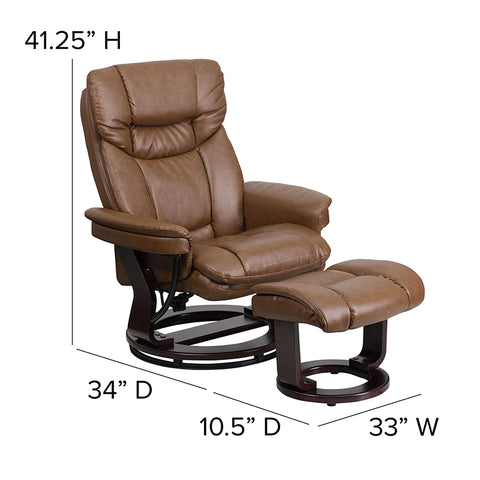 Brown Leather Recliner&Ottoman