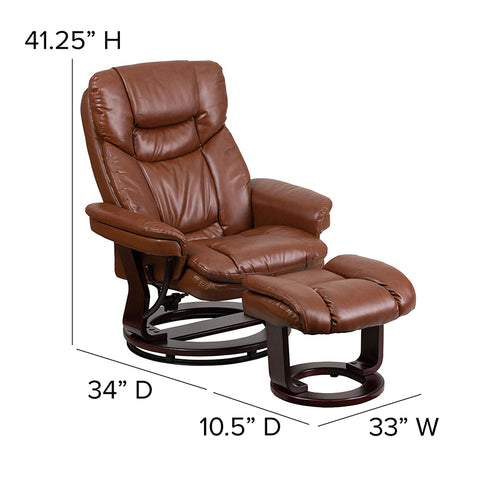 Brown Leather Recliner&Ottoman