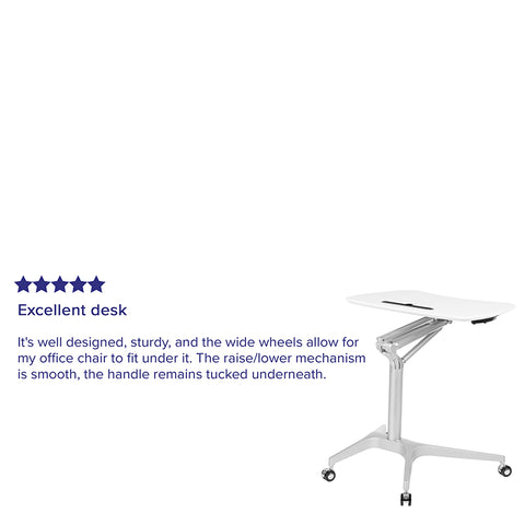 White Mobile Sit to Stand Desk