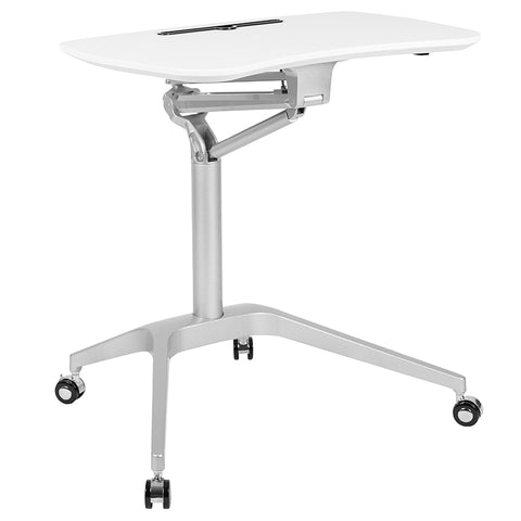 White Mobile Sit to Stand Desk