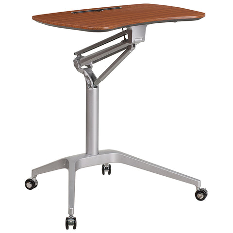 White Mobile Sit to Stand Desk