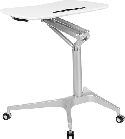 White Mobile Sit to Stand Desk