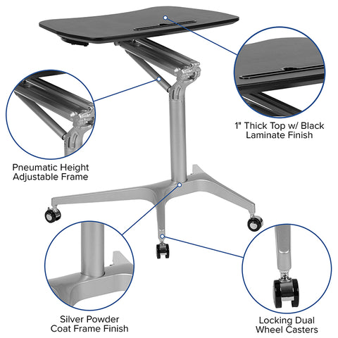 White Mobile Sit to Stand Desk