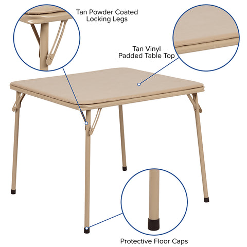 Kids Tan Folding Table Set