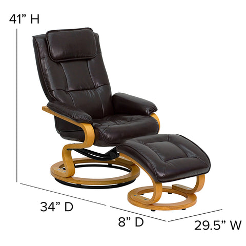 Brown Leather Recliner&Ottoman