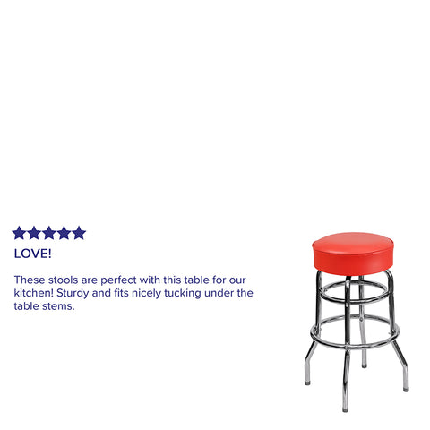 Red Double Ring Chrome Stool