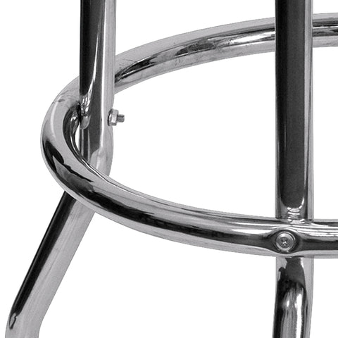 Red Double Ring Chrome Stool