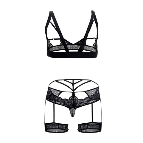 Cut-Out Top and Garter Thongs Set