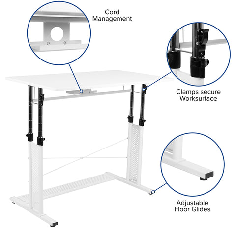 White Sit-Stand Office Desk