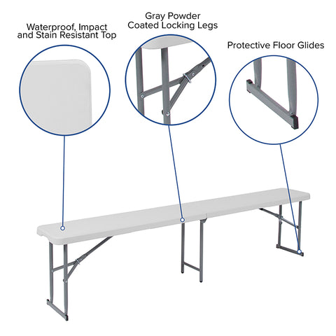 10.25x71 White Folding Bench