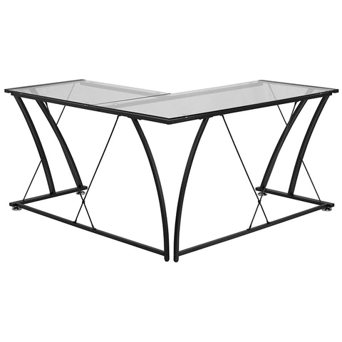 Glass L-Shape Corner Desk