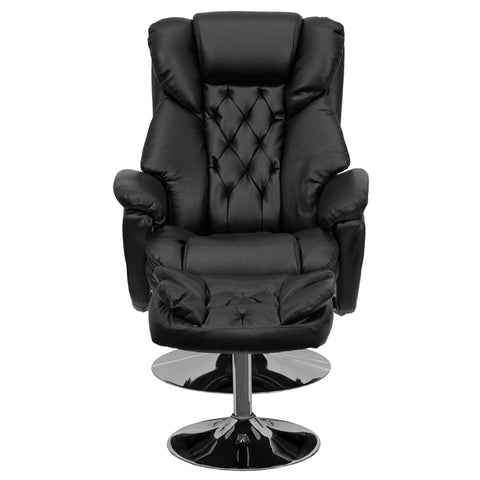 Black Leather Recliner&Ottoman