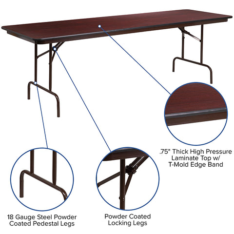 30x96 Mahogany Wood Fold Table